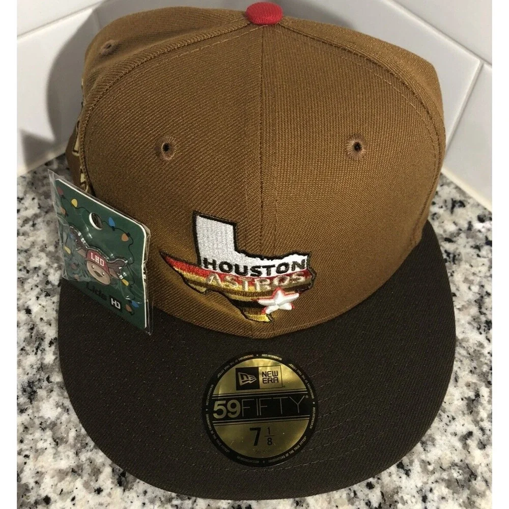 Houston Astros New Era Lids Hat Drop Reindeer Pack 59FIFTY Fitted Hat Size 7 1/8